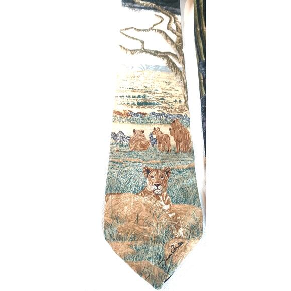 X 3 VTG GREENWICH WORKSHOP ENDANGERED SPECIES TIES GIRAFFE PANDA WILDEBEEST - Picture 4 of 7